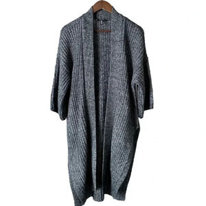 JONES NEW YORK | Marled Gray/White Mid Length Chunky Knit Duster Size M